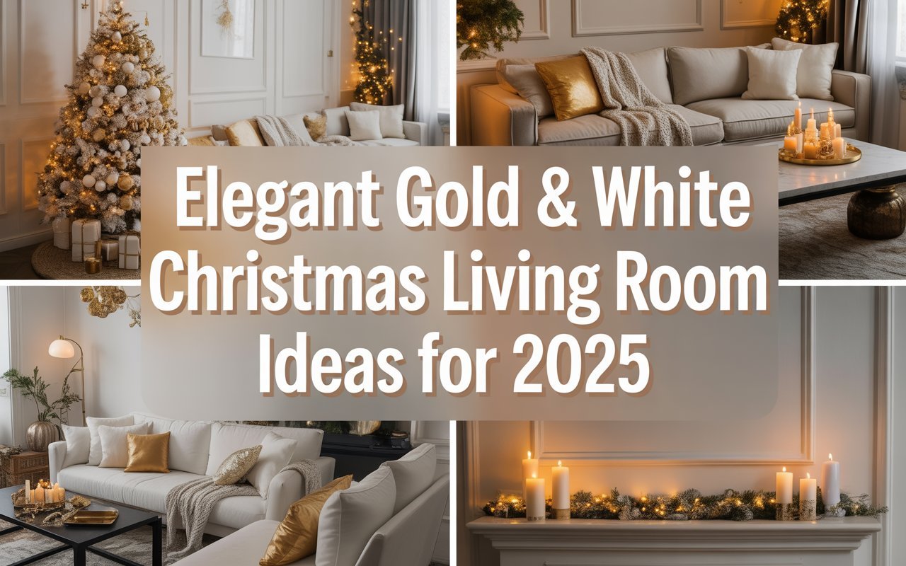 elegant gold and white christmas living room interiors