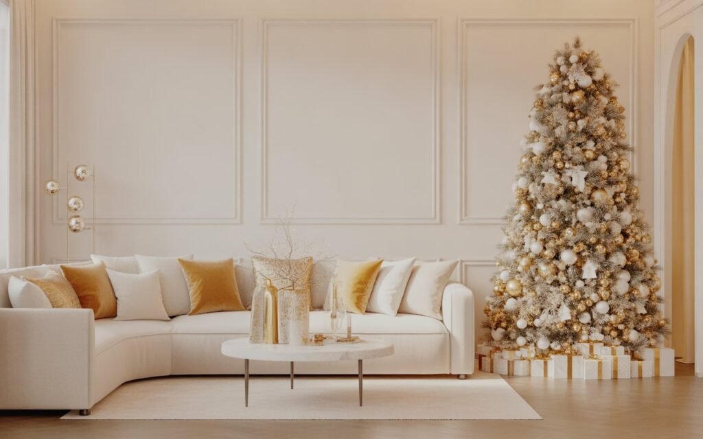 white Christmas living room ideas
