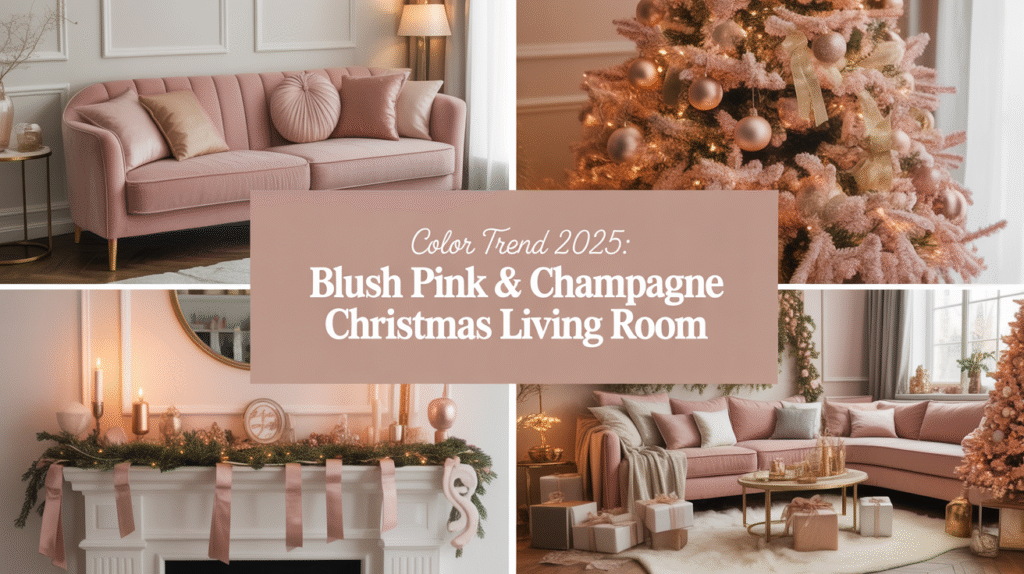 Color Trend 2025: Blush Pink & Champagne Christmas Living Room