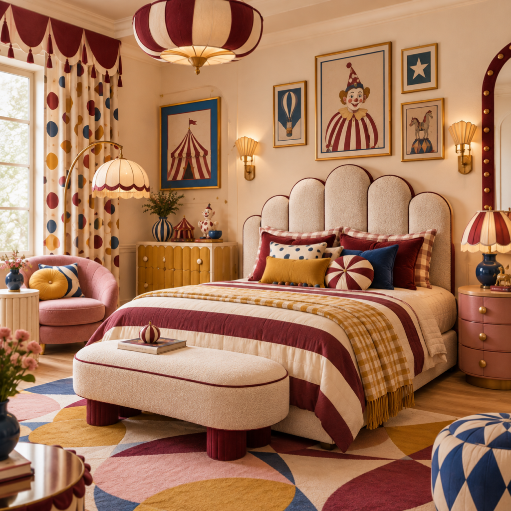 Funhaus Bedroom Decor: Bold Circus Stripes & Playful Style