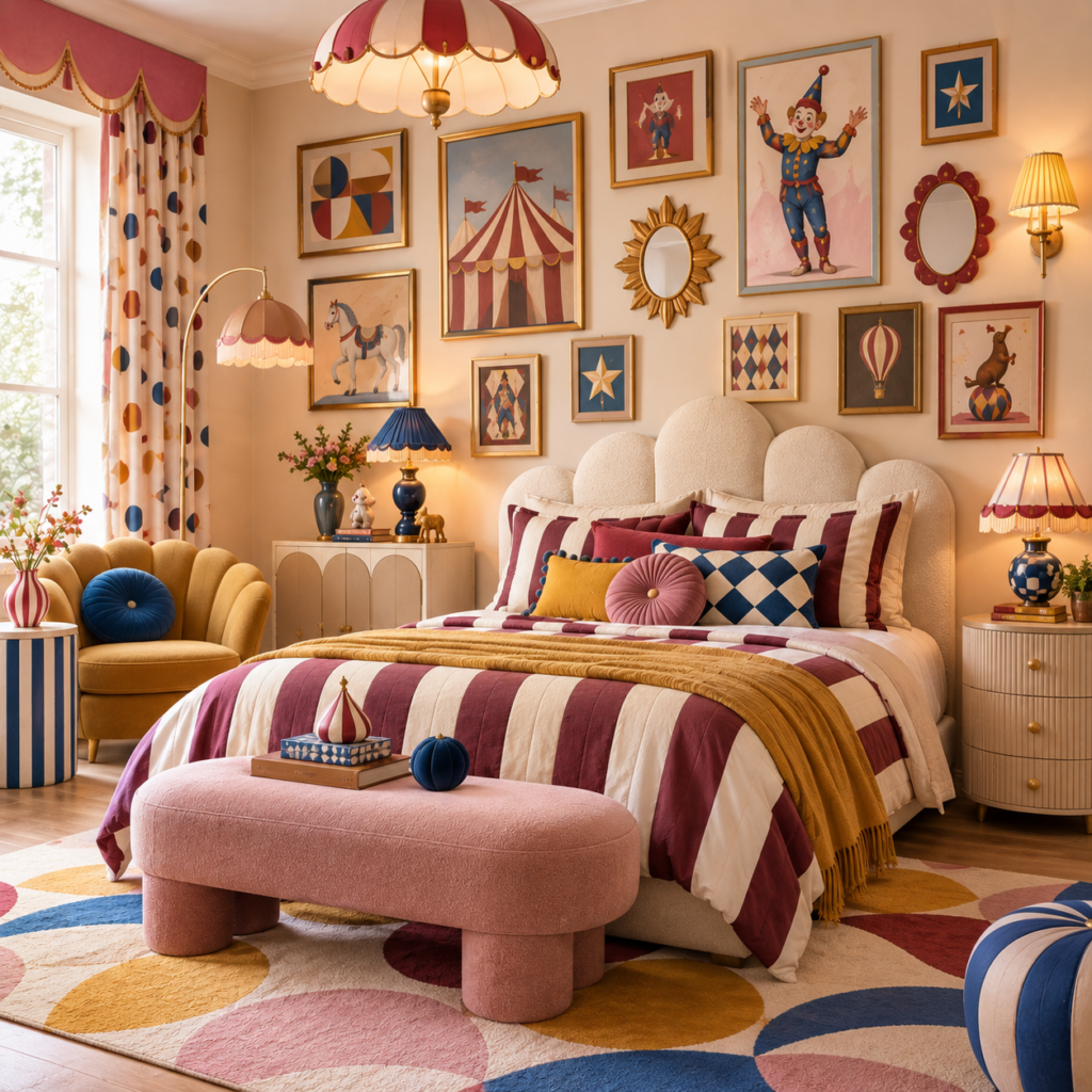 Funhaus Bedroom Decor: Bold Circus Stripes & Playful Style
