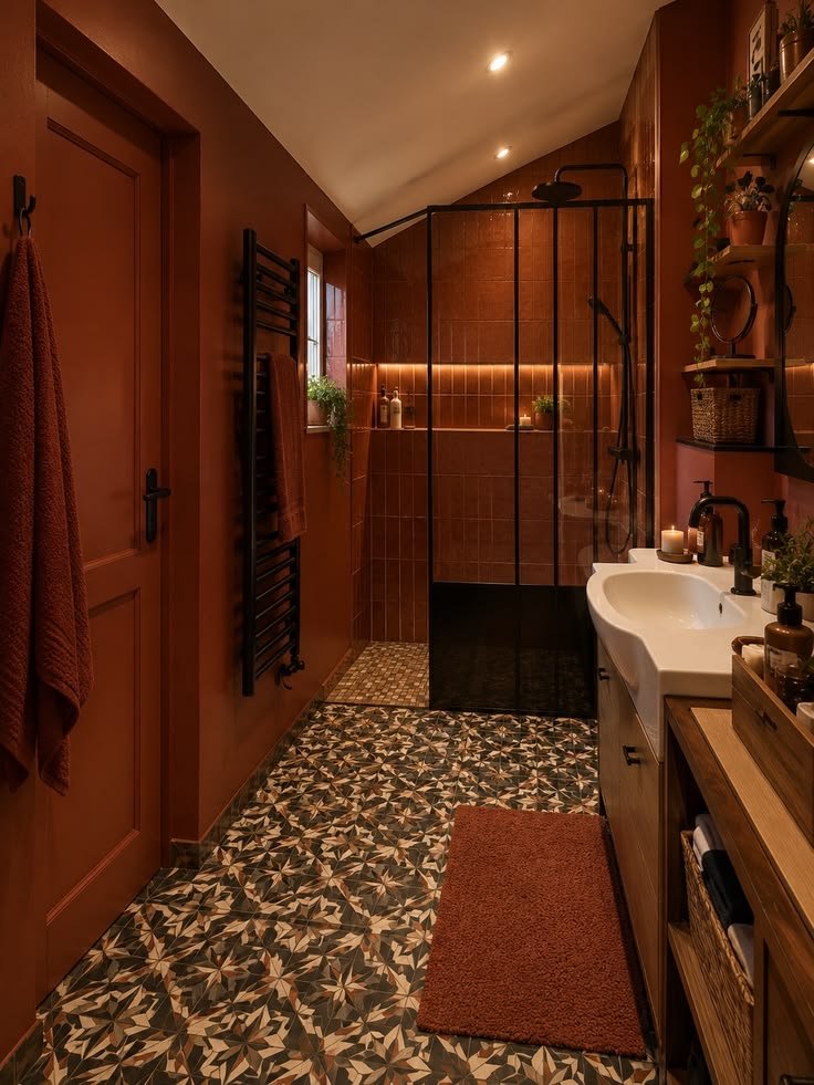 Mix Red with Natural Wood
