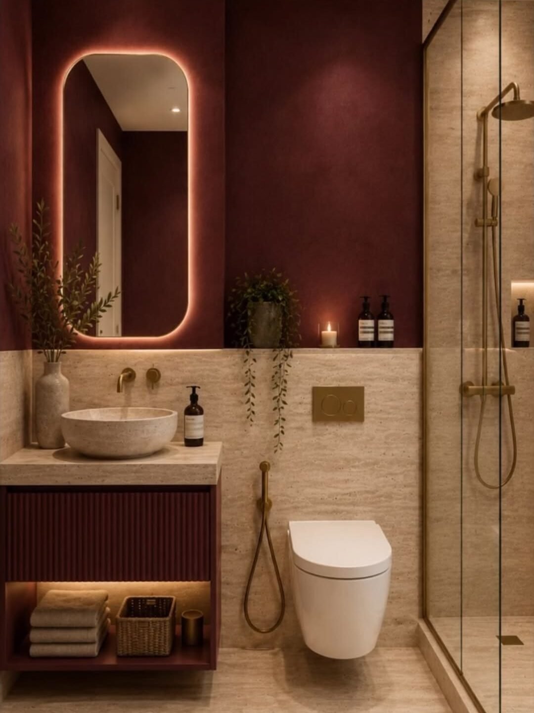  Red with Warm Neutrals