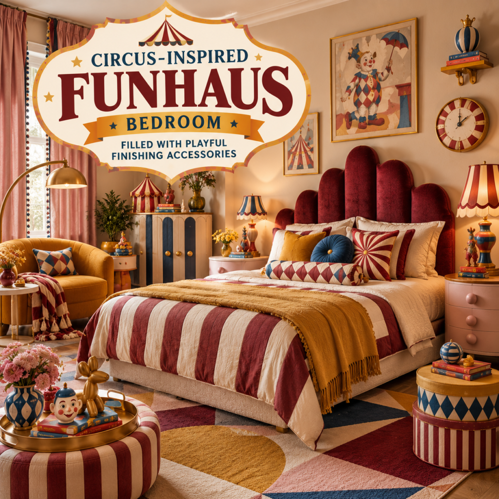 Funhaus Bedroom Decor: Bold Circus Stripes & Playful Style