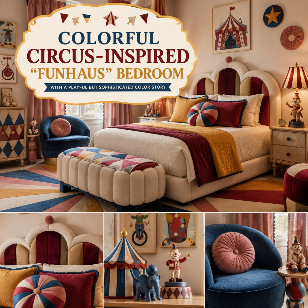 Funhaus Bedroom Decor: Bold Circus Stripes & Playful Style