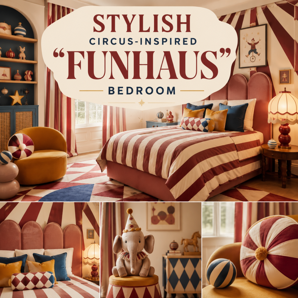 Funhaus Bedroom Decor: Bold Circus Stripes & Playful Style