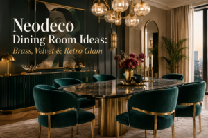 Neodeco Dining Room Ideas: Brass, Velvet & Retro Glam